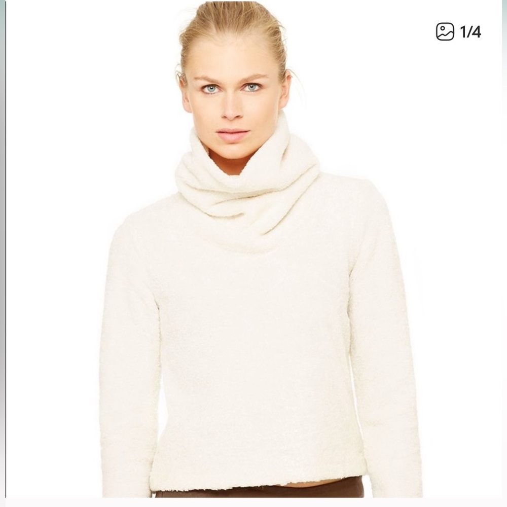 ALO Yoga Asker Sherpa Cream Cowl Neck Sweater